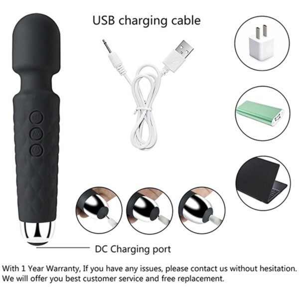 Bükülebilir Başlıklı Wand Vibratör Siyah