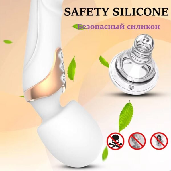 Çift Başlı Wand Vibratör Beyaz – Esnek Başlıklı, Suya Dayanıklı, Silikon Masaj Aleti