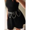 Metal Halkalı Zincir Detaylı Gotik Harness Kemer
