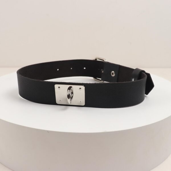 Deri Fırfırlı Choker Harness Kolye Siyah