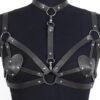 Kalp Detaylı Deri Vücut Harness Takımı Siyah