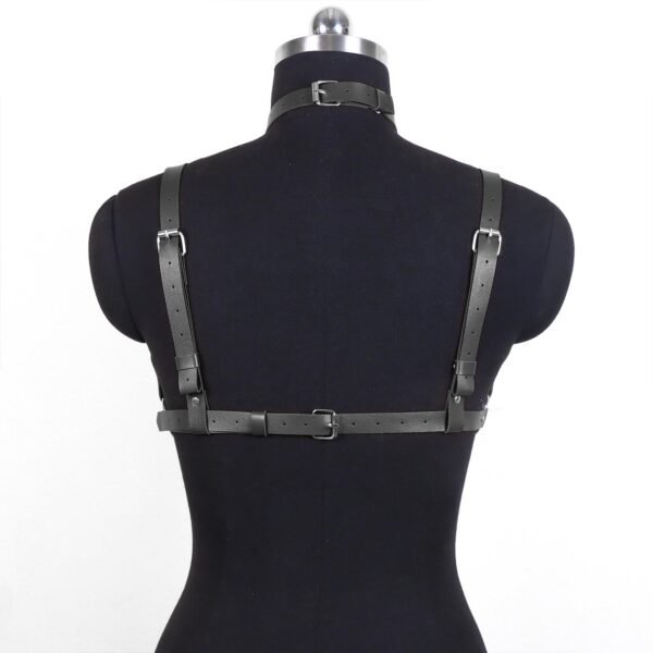 Kalp Detaylı Deri Vücut Harness Takımı Siyah