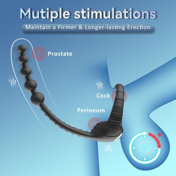 Kumandalı Titreşimli Penis Halkası ve Anal Boncuk Siyah