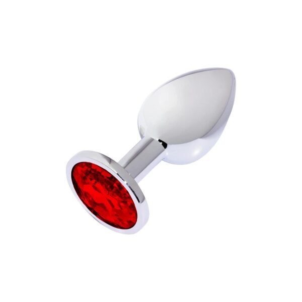 Metal Elmas Taşlı Anal Plug Kırmızı Büyük Boy