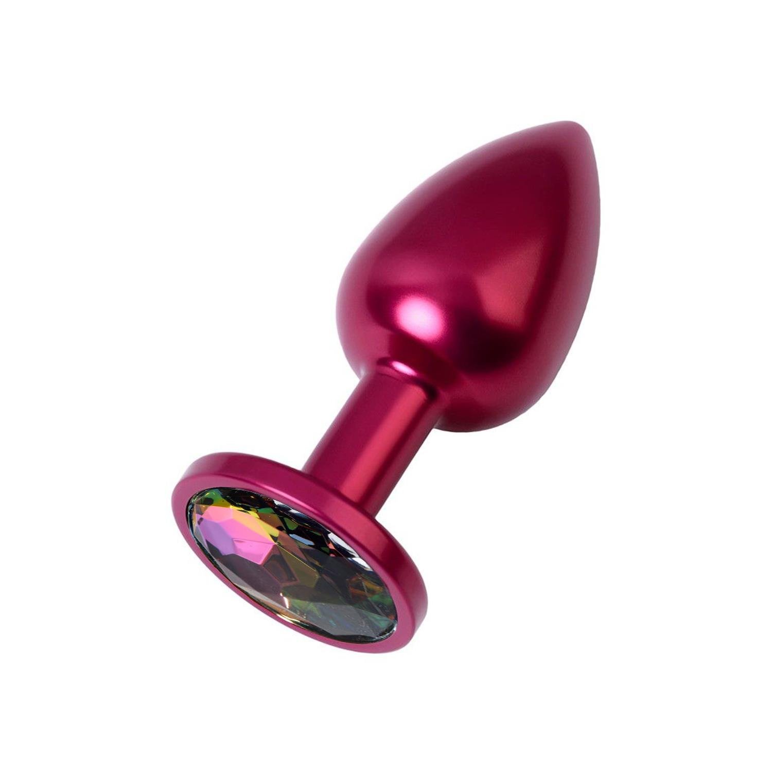 Metal Rainbow Taşlı Kırmızı Anal Plug Orta Boy
