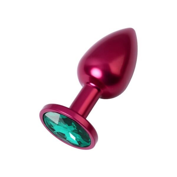 Metal Yeşil Taşlı Kırmızı Anal Plug Küçük Boy