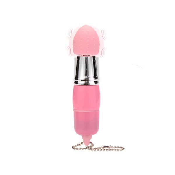 Mini Anahtarlık Vibratör – 3 Başlıklı Kompakt Masaj Cihazı Pembe