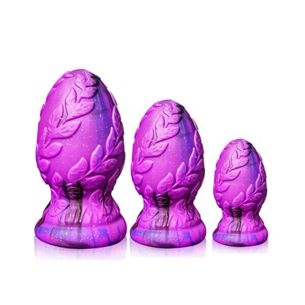 Mor Yaprak Desenli Silikon Anal Plug Büyük –  Vakum Tabanlı