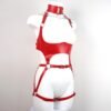 Kırmızı Deri Tam Vücut Harness Takımı