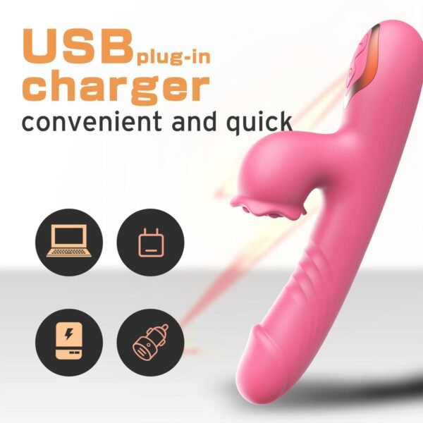 Taşınabilir Isıtmalı Çift Etkili Titreşimli Vibratör Pembe – USB Şarjlı, 9 Emme & 7 Titreşim Modu, Su Geçirmez Silikon