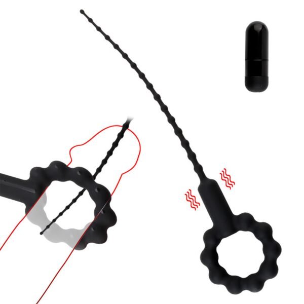 Titreşimli Boğumlu Penis Plug Siyah