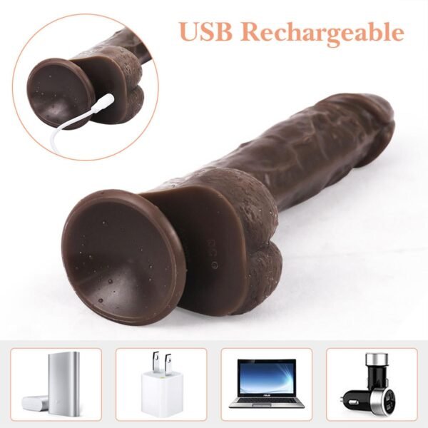 Uzaktan Kumandalı Gerçekçi Dildo Vibratör Siyahi