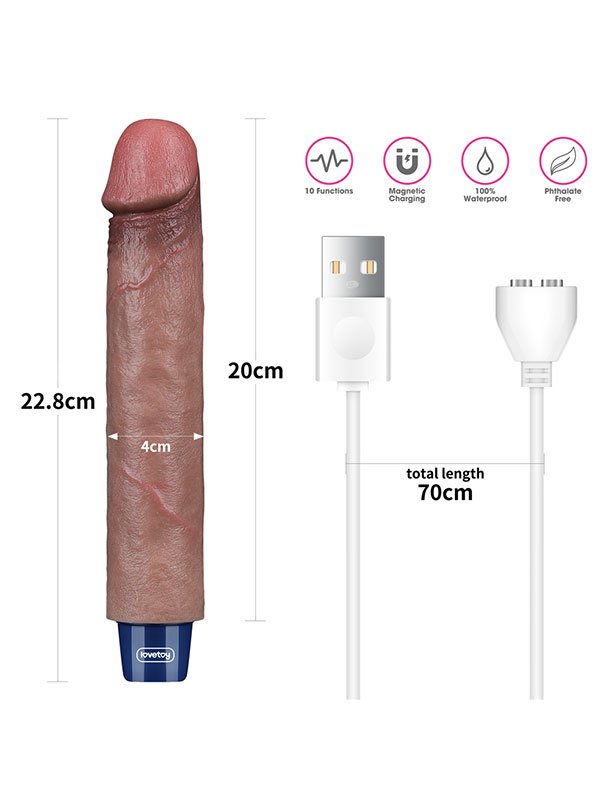 LV430221-3 9" REAL SOFTEE Rechargeable Silicone Vibrating Dildo