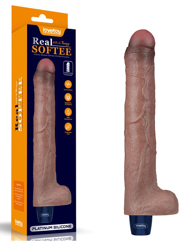 10.5" REAL SOFTEE Rechargeable Silicone Vibrating Dildo