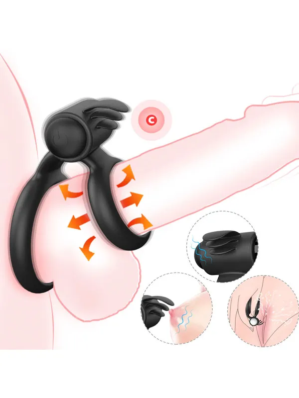 Klitoris Uyarıcılı Çift Halkalı Titreşimli Penis Halkası