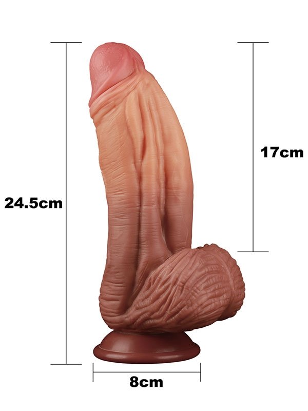 LoveToy Double Layer Platinyum Silikon Dildo 25 cm