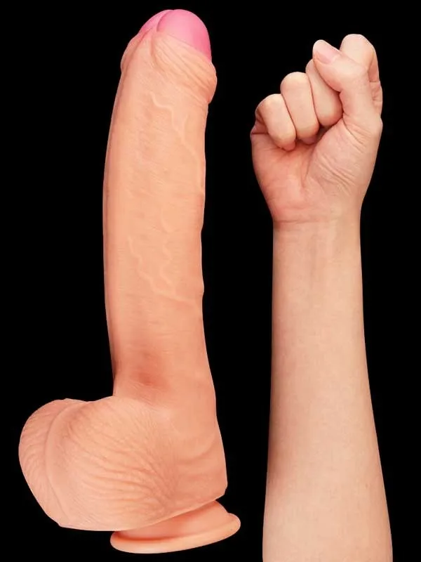Çift Katmanlı Platinyum Silikon Realistik Dildo 28 cm
