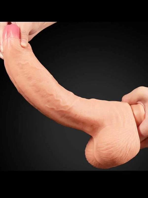 Çift Katmanlı Platinyum Silikon Realistik Dildo 28 cm