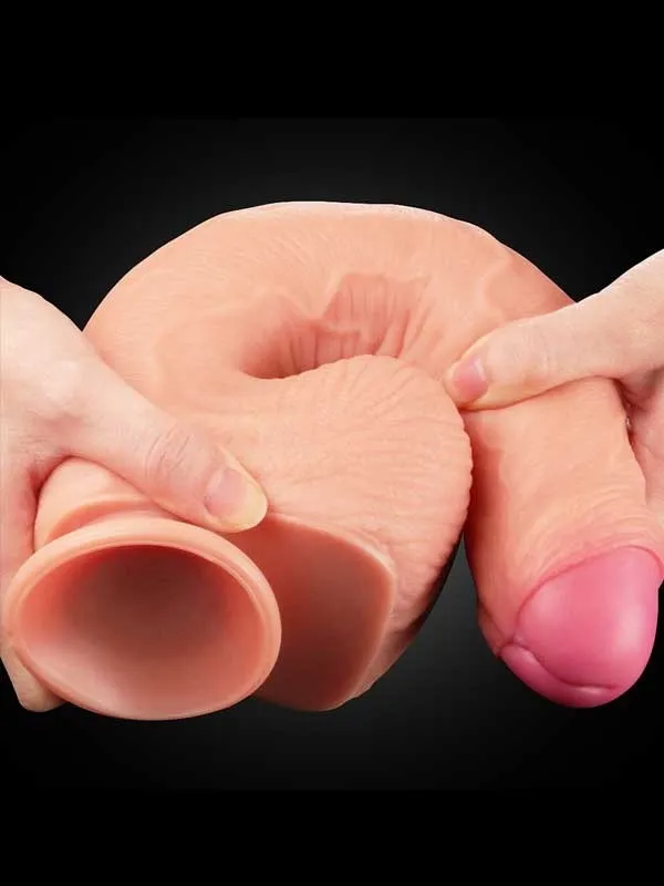 Çift Katmanlı Platinyum Silikon Realistik Dildo 28 cm