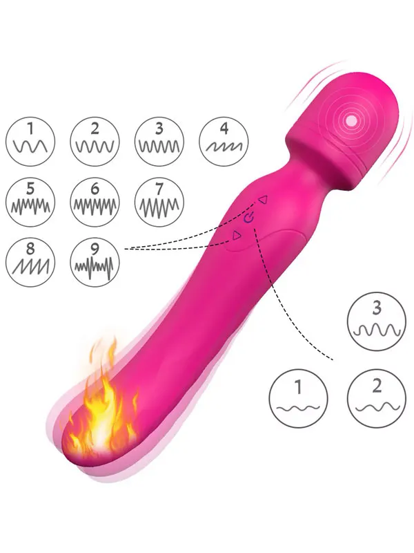 Isıtmalı Masaj Wand Çift Taraflı Vibratör 23 cm