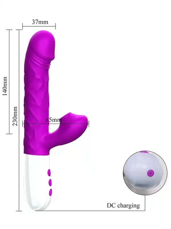 İleri Geri Hareketli Isıtmalı ve Emme Modlu Şarjlı Rabbit Vibratör