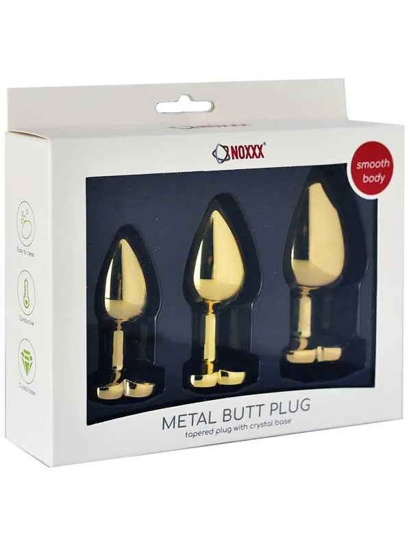NOXXX Çelik Gold Kalp Mücevherli Anal Plug 3'lü Set
