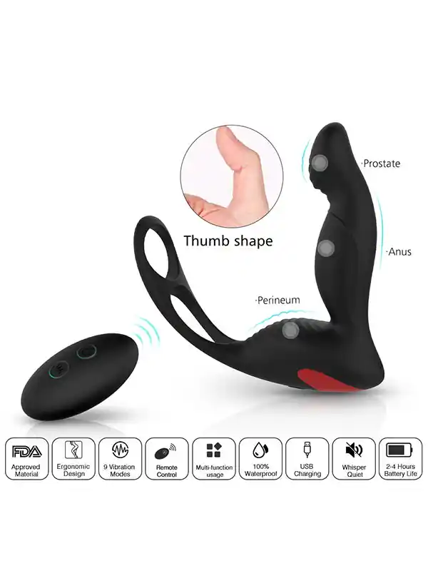Penis Halkalı Prostat Şarjlı Uzaktan Kumandalı Anal Vibratör