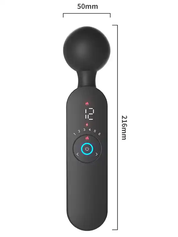 Isıtmalı Şarjlı 12 Titreşim Modlu Wand LCD Ekranlı Vibratör 22 cm