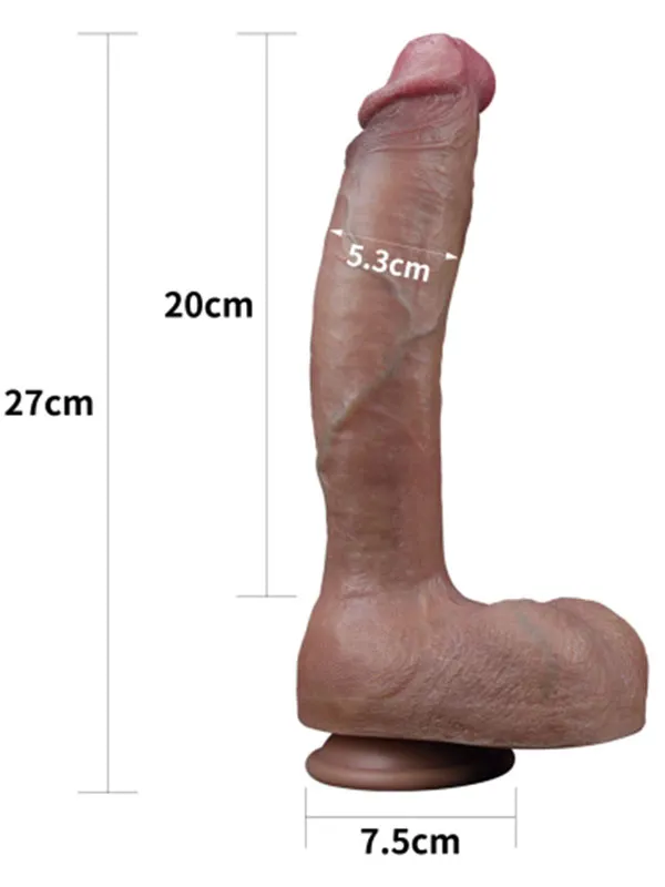 10.5'' Dual Layered Platinum Silicone Realistik Dildo 27 cm