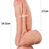 Çift Katmanlı Platinyum Silikon Monster Dildo 25 cm Ten