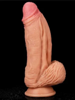 Çift Katmanlı Platinyum Silikon Monster Dildo 25 cm Ten