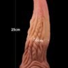 Çift Katmanlı Platinyum Silikon Canavar Dildo 25 cm