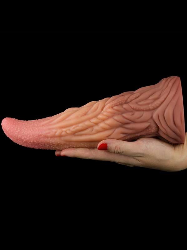 Çift Katmanlı Platinyum Silikon Canavar Dildo 25 cm