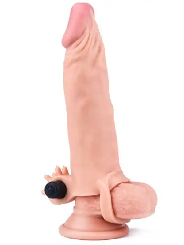 X Tender Titreşimli Realistik Penis Kılıfı 4 cm Uzatmalı