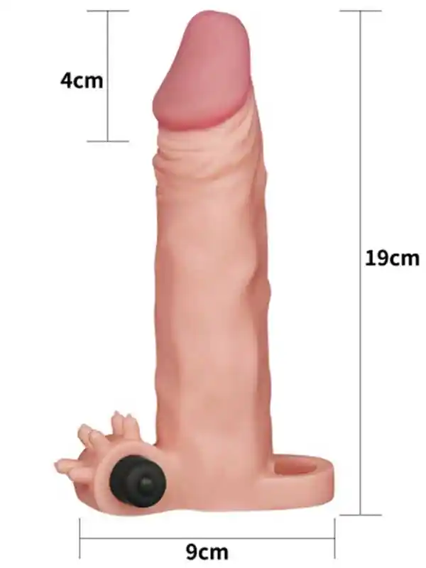 X Tender Titreşimli Realistik Penis Kılıfı 4 cm Uzatmalı
