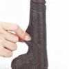 Kayar Derili Çift Katmanlı Gerçekçi Dildo 17.5 cm Siyah