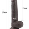 Kayar Derili Çift Katmanlı Realistik Dildo 23 cm Siyah