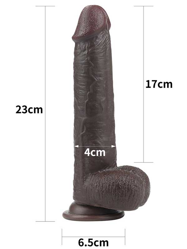 Kayar Derili Çift Katmanlı Realistik Dildo 23 cm Siyah
