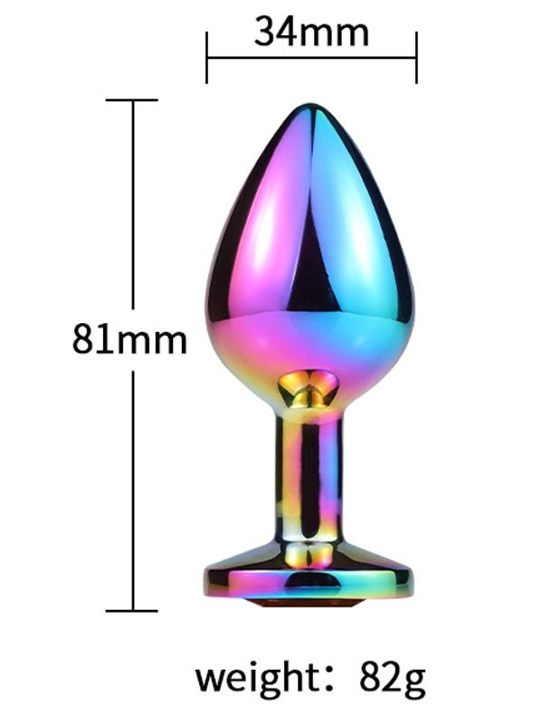 NOXXX Çok Renkli Orta Boy Taşlı Çelik Anal Plug