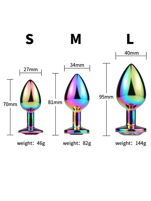 NOXXX Çok Renkli Taşlı Çelik Anal Plug 3'lü Set