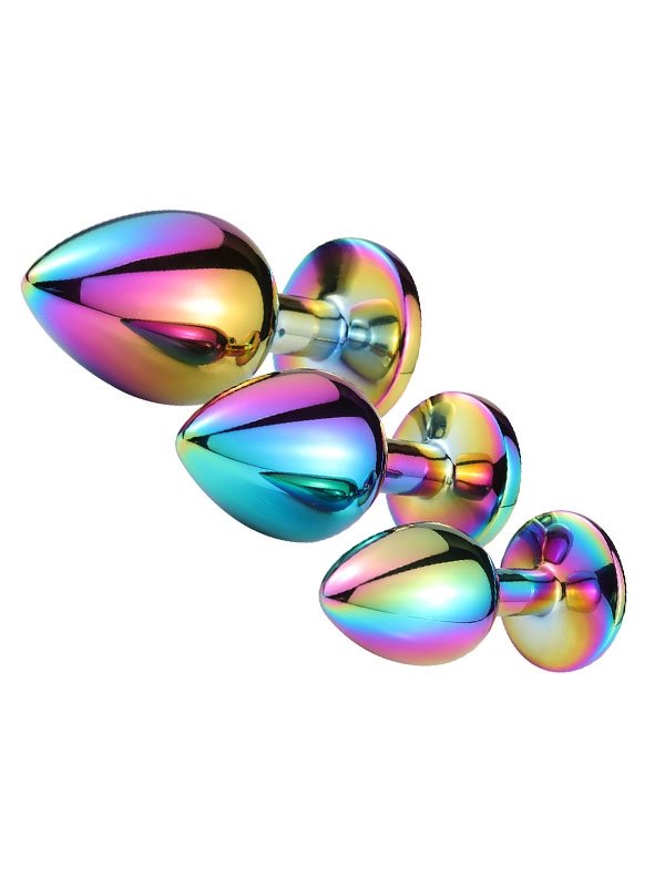 NOXXX Çok Renkli Taşlı Çelik Anal Plug 3'lü Set