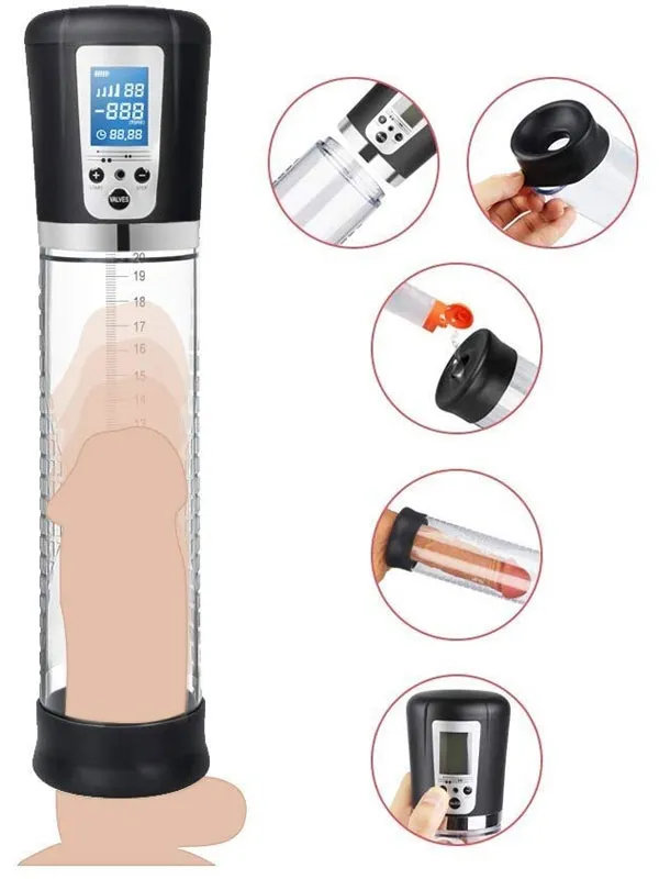 Dijital Göstergeli Şarjlı Otomatik Penis Pompası