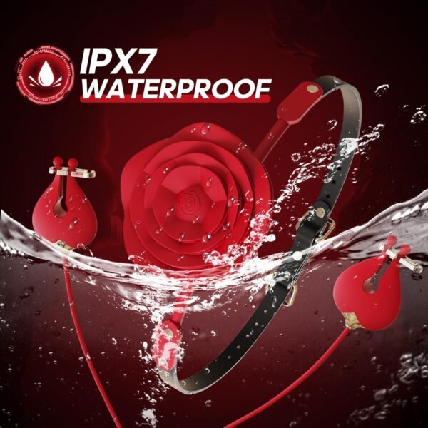 Pembe Tilki Gül Tasarımlı Ağız Tıkacı ve Titreşimli Meme Kıskaç Seti