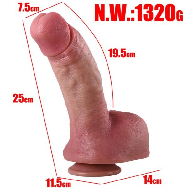 Pembe Tilki Vakum Tabanlı Büyük Boy Realistik Dildo 25 cm
