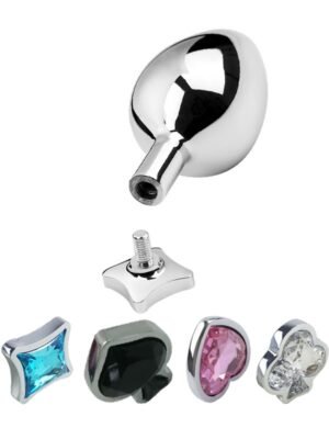 NOXXX Değiştirilebilir Poker Başlıklı Çelik Anal Plug Set Küçük Boy