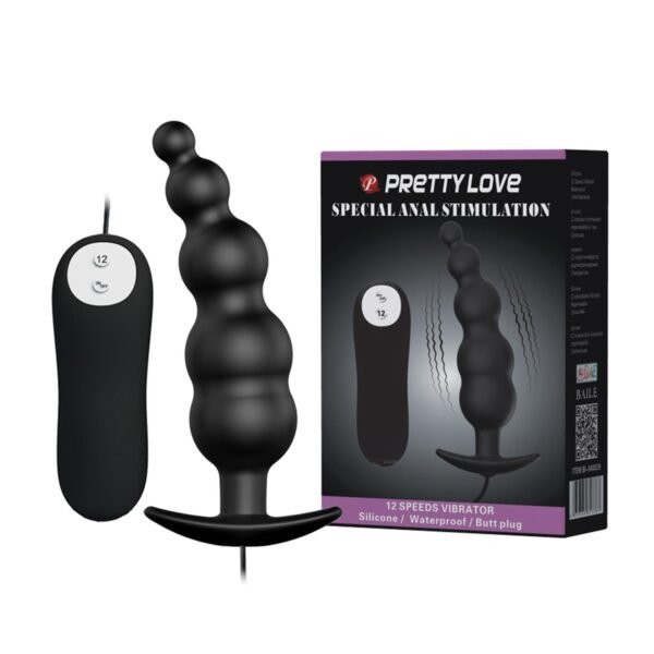 Pretty Love Titreşimli Silikon Anal Plug Kablolu Kumandalı