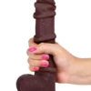 8" Dual Layer Oynar Derili Realistik Siyah Penis 20 cm