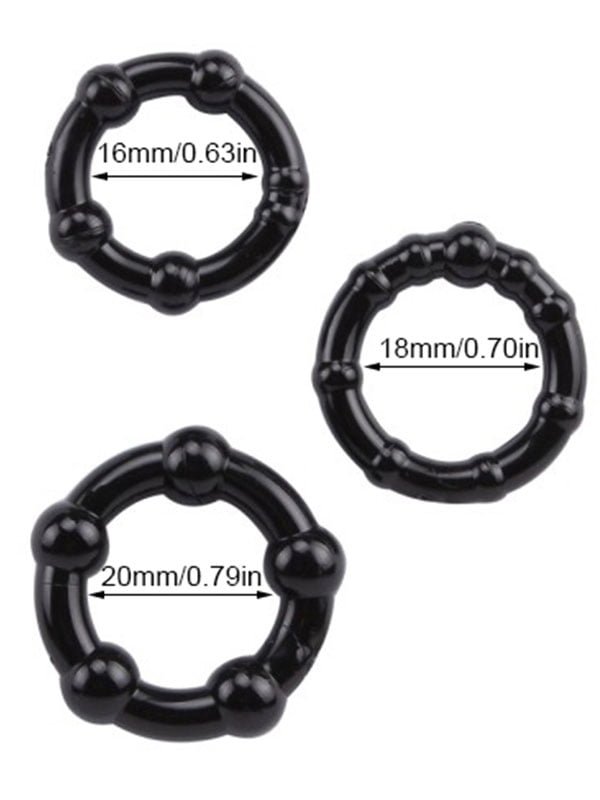 3'lü Silikon Penis Halkası Siyah