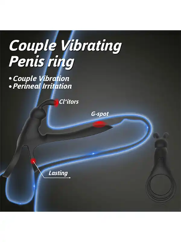 Titreşimli ve Klitoris Uyarıcılı Şarjlı Penis Halkası