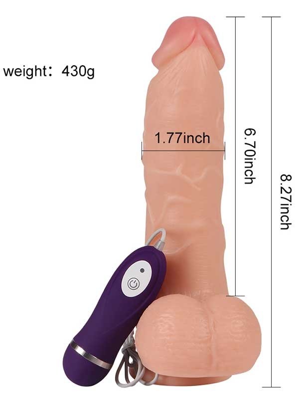 Vibrating Realistik Dokulu Titreşimli Dildo 21 cm